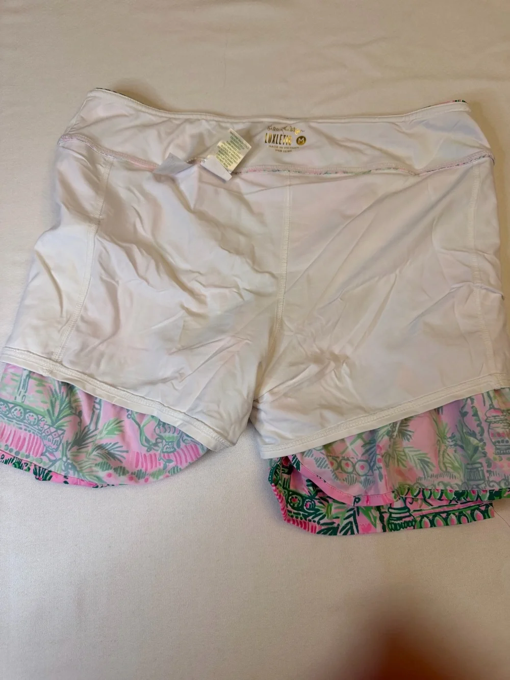 Lilly Pulitzer Fern Luxletic Ruffle Skort M Always Worth It Pink Green Palm